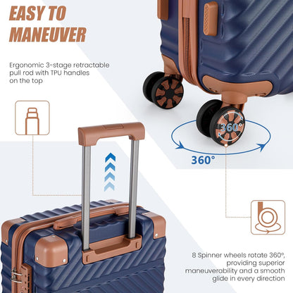 Carry On Luggage 22x14x9 Airline Approved, Hardside 20 Inch Carry on Suitcases with Wheels, Hard Shell ABS Lightweight Carry on Luggage Set, Travel Suitcase Set with TSA Lock, SkyBlue