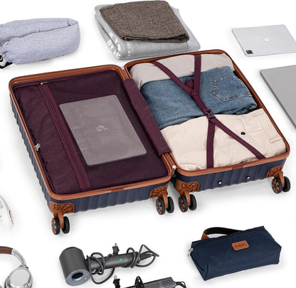 Carry On Luggage 22x14x9 Airline Approved, Hardside 20 Inch Carry on Suitcases with Wheels, Hard Shell ABS Lightweight Carry on Luggage Set, Travel Suitcase Set with TSA Lock, SkyBlue
