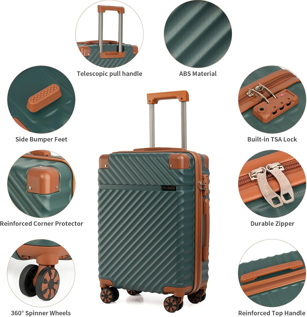 Carry On Luggage 22x14x9 Airline Approved, Hardside 20 Inch Carry on Suitcases with Wheels, Hard Shell ABS Lightweight Carry on Luggage Set, Travel Suitcase Set with TSA Lock, SkyBlue