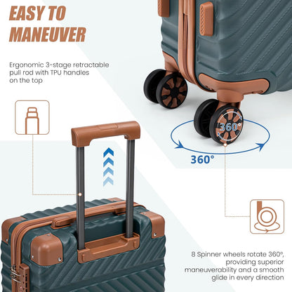 Carry On Luggage 22x14x9 Airline Approved, Hardside 20 Inch Carry on Suitcases with Wheels, Hard Shell ABS Lightweight Carry on Luggage Set, Travel Suitcase Set with TSA Lock, SkyBlue