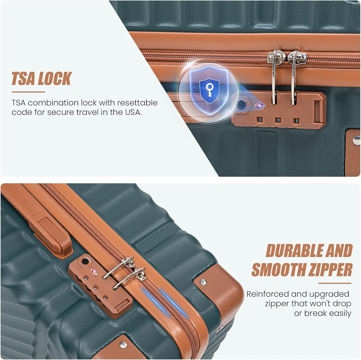 Carry On Luggage 22x14x9 Airline Approved, Hardside 20 Inch Carry on Suitcases with Wheels, Hard Shell ABS Lightweight Carry on Luggage Set, Travel Suitcase Set with TSA Lock, SkyBlue