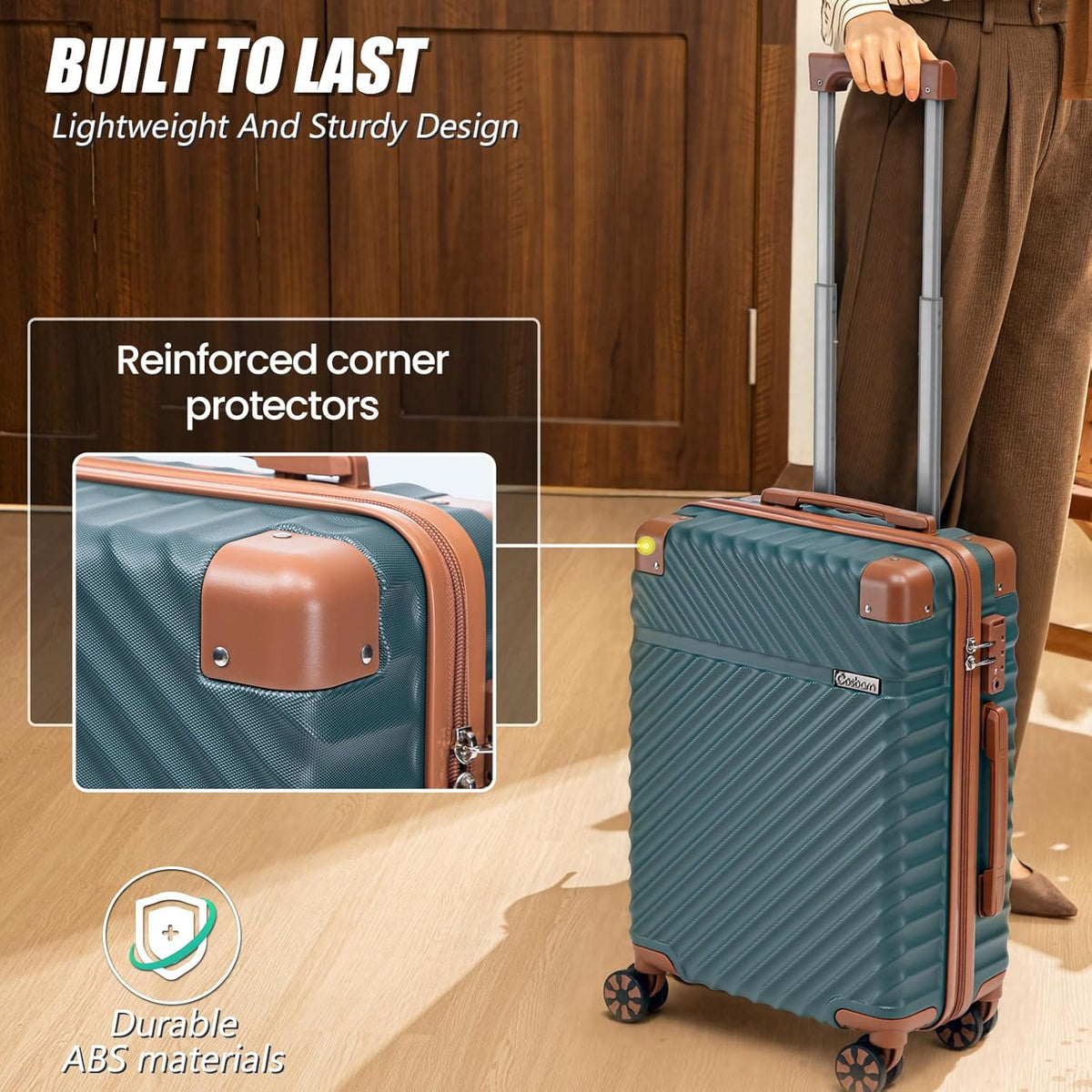 Carry On Luggage 22x14x9 Airline Approved, Hardside 20 Inch Carry on Suitcases with Wheels, Hard Shell ABS Lightweight Carry on Luggage Set, Travel Suitcase Set with TSA Lock, SkyBlue