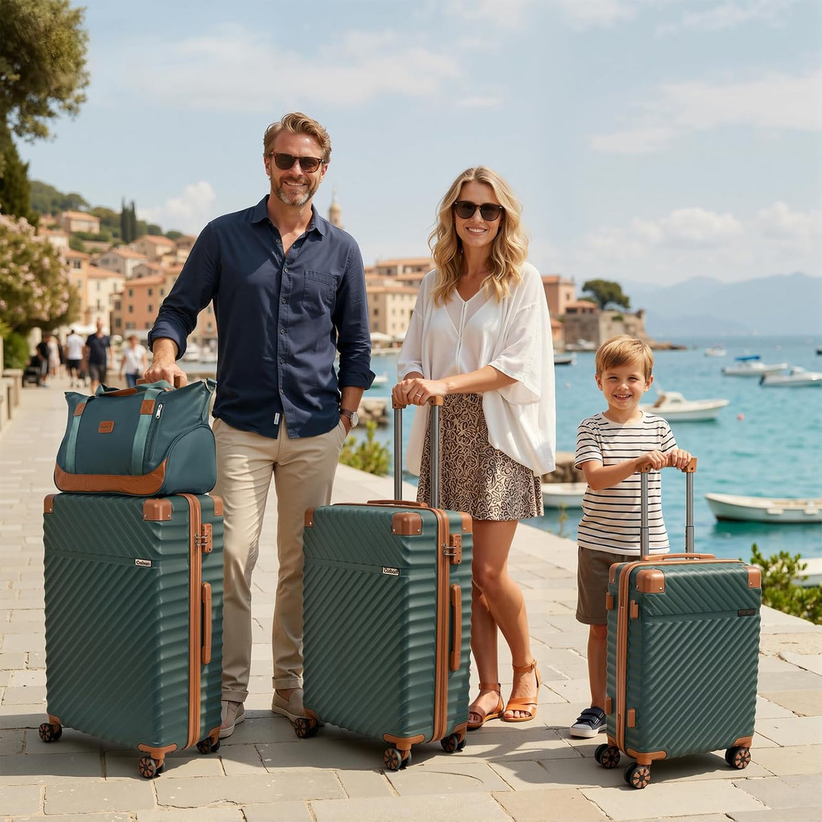 Carry On Luggage 22x14x9 Airline Approved, Hardside 20 Inch Carry on Suitcases with Wheels, Hard Shell ABS Lightweight Carry on Luggage Set, Travel Suitcase Set with TSA Lock, SkyBlue