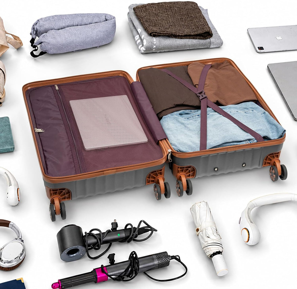 Carry On Luggage 22x14x9 Airline Approved, Hardside 20 Inch Carry on Suitcases with Wheels, Hard Shell ABS Lightweight Carry on Luggage Set, Travel Suitcase Set with TSA Lock, SkyBlue