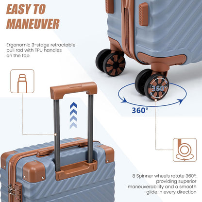 Carry On Luggage 22x14x9 Airline Approved, Hardside 20 Inch Carry on Suitcases with Wheels, Hard Shell ABS Lightweight Carry on Luggage Set, Travel Suitcase Set with TSA Lock, SkyBlue