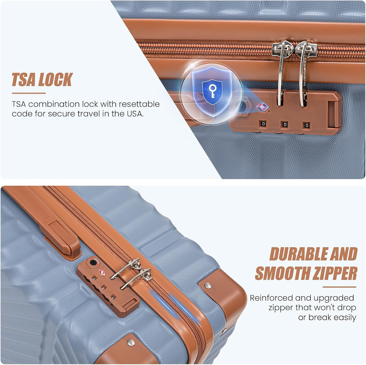 Carry On Luggage 22x14x9 Airline Approved, Hardside 20 Inch Carry on Suitcases with Wheels, Hard Shell ABS Lightweight Carry on Luggage Set, Travel Suitcase Set with TSA Lock, SkyBlue