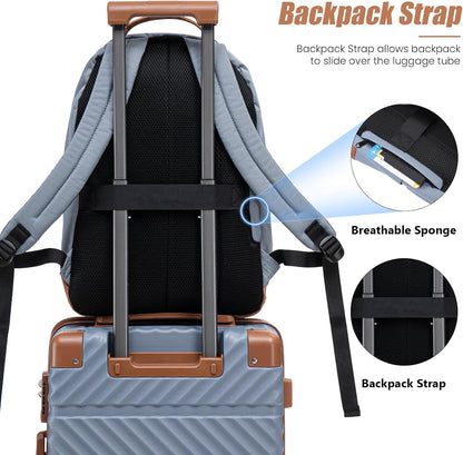Carry On Luggage 22x14x9 Airline Approved, Hardside 20 Inch Carry on Suitcases with Wheels, Hard Shell ABS Lightweight Carry on Luggage Set, Travel Suitcase Set with TSA Lock, SkyBlue