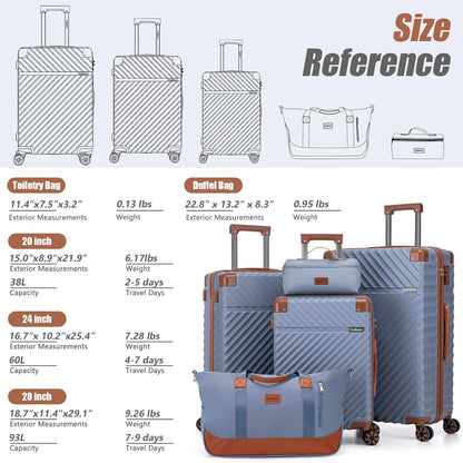 Carry On Luggage 22x14x9 Airline Approved, Hardside 20 Inch Carry on Suitcases with Wheels, Hard Shell ABS Lightweight Carry on Luggage Set, Travel Suitcase Set with TSA Lock, SkyBlue
