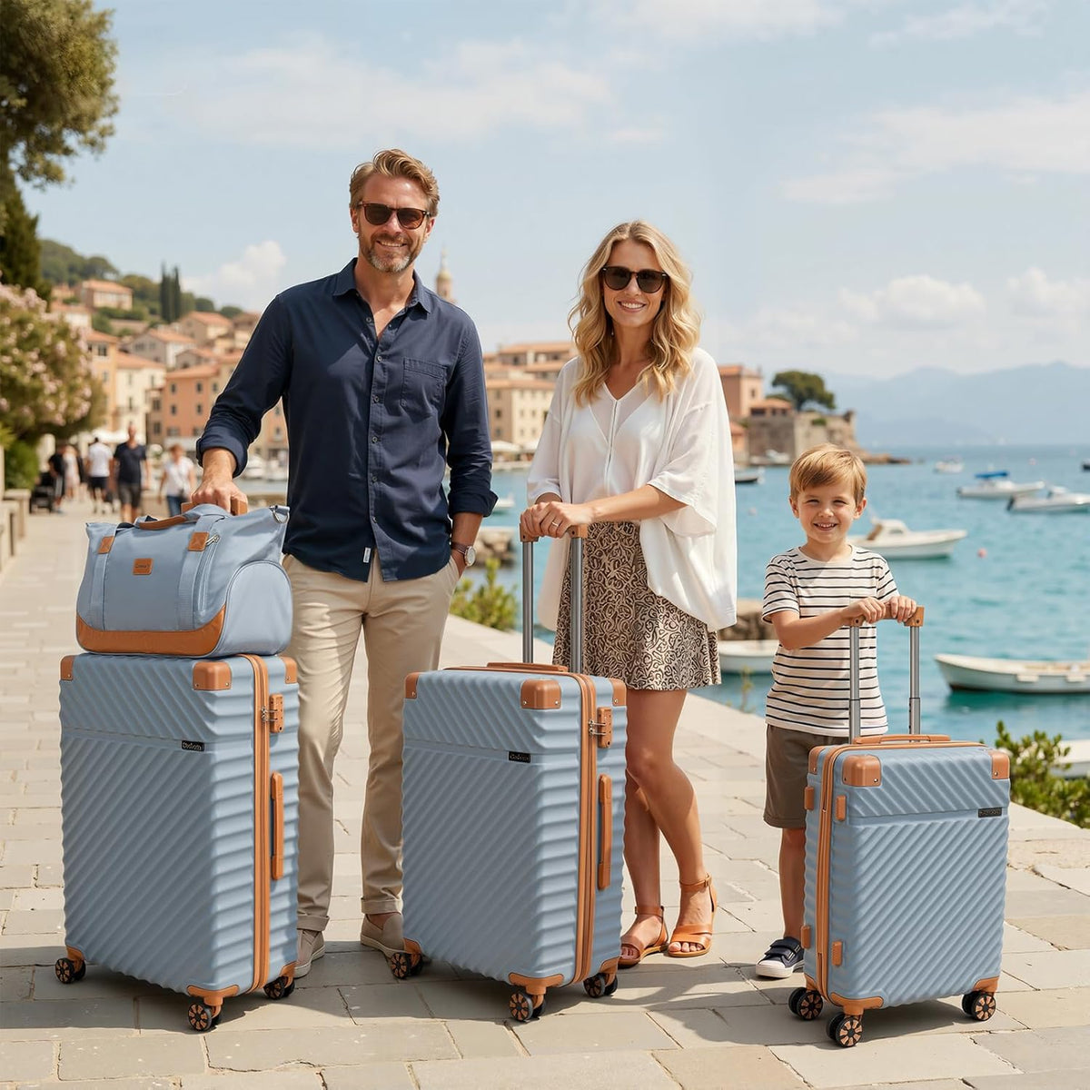 Carry On Luggage 22x14x9 Airline Approved, Hardside 20 Inch Carry on Suitcases with Wheels, Hard Shell ABS Lightweight Carry on Luggage Set, Travel Suitcase Set with TSA Lock, SkyBlue