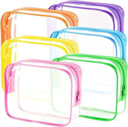 12 Pack Clear Toiletry Bags, TSA Approved 3 Sizes Waterproof Cosmetic Bags with Black Zipper, Transparent Makeup Organizer Pouches for Travel, Gym, Bathroom, Airline Carry On