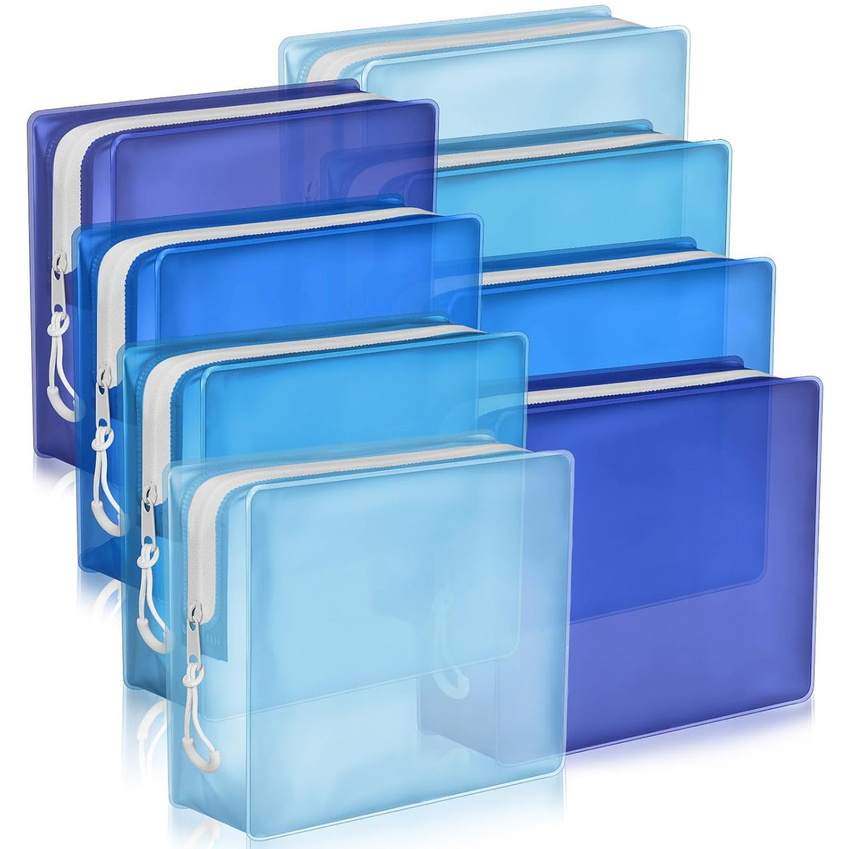 8 Pack TSA Approved Travel Toiletry Bags Frosted Translucent Leak-proof Cosmetic Makeup Bags for Women Men Travel Organizer Airport Security(Green,6.7 x 5.5 x 1.8 Inch)