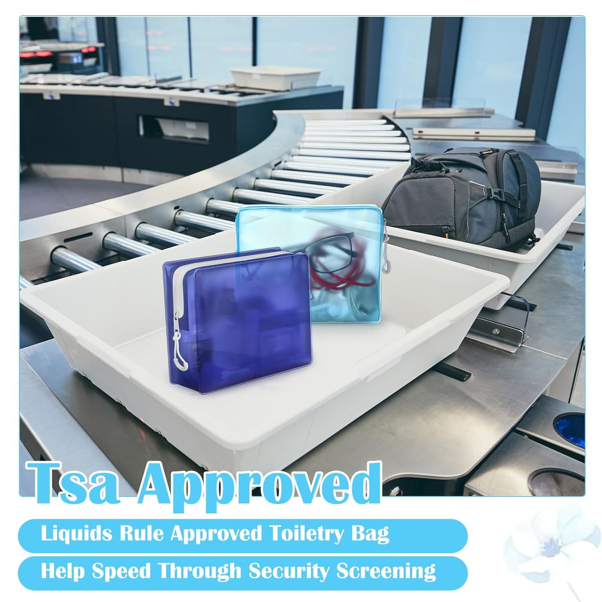 8 Pack TSA Approved Travel Toiletry Bags Frosted Translucent Leak-proof Cosmetic Makeup Bags for Women Men Travel Organizer Airport Security(Green,6.7 x 5.5 x 1.8 Inch)