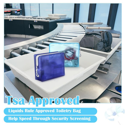8 Pack TSA Approved Travel Toiletry Bags Frosted Translucent Leak-proof Cosmetic Makeup Bags for Women Men Travel Organizer Airport Security(Green,6.7 x 5.5 x 1.8 Inch)