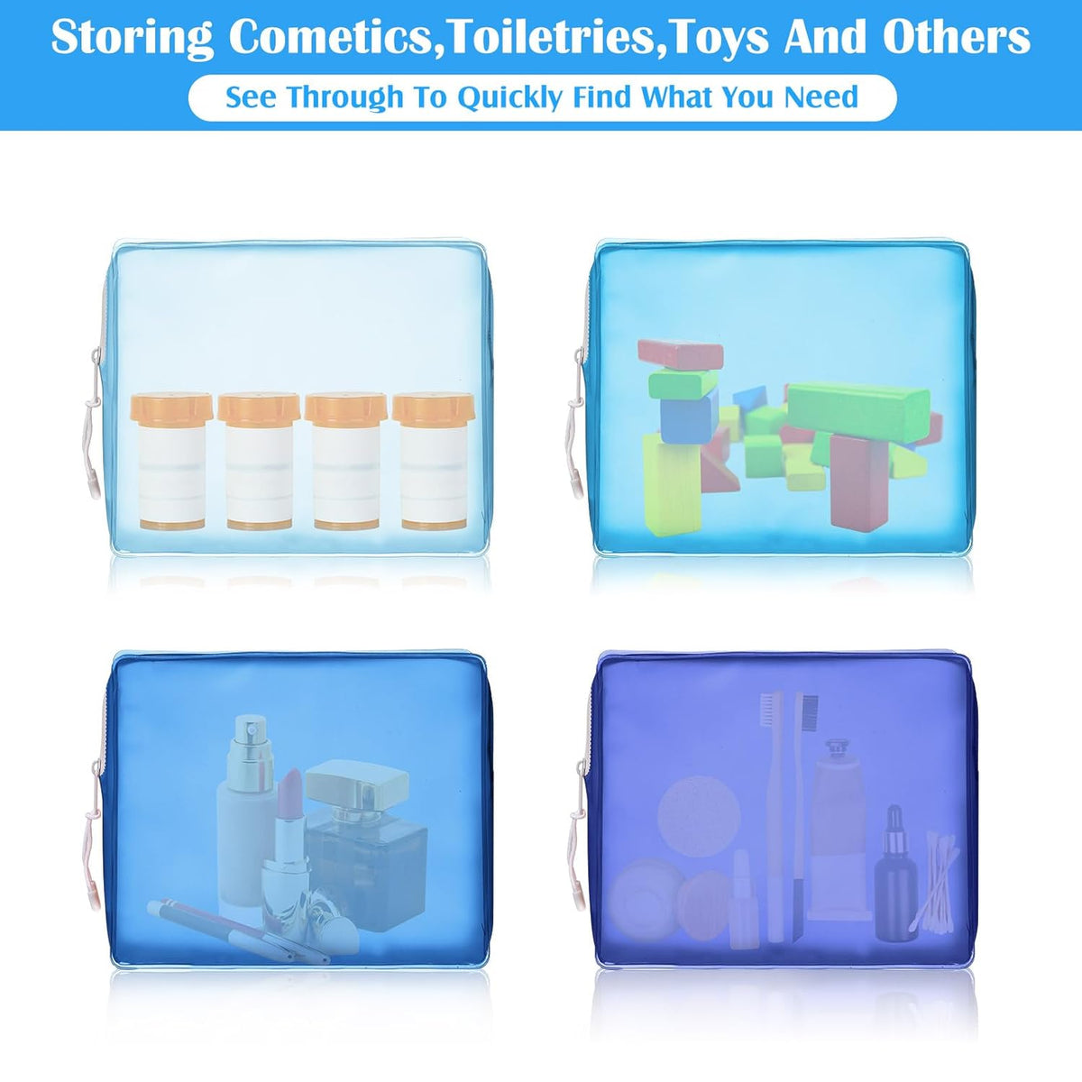 8 Pack TSA Approved Travel Toiletry Bags Frosted Translucent Leak-proof Cosmetic Makeup Bags for Women Men Travel Organizer Airport Security(Green,6.7 x 5.5 x 1.8 Inch)