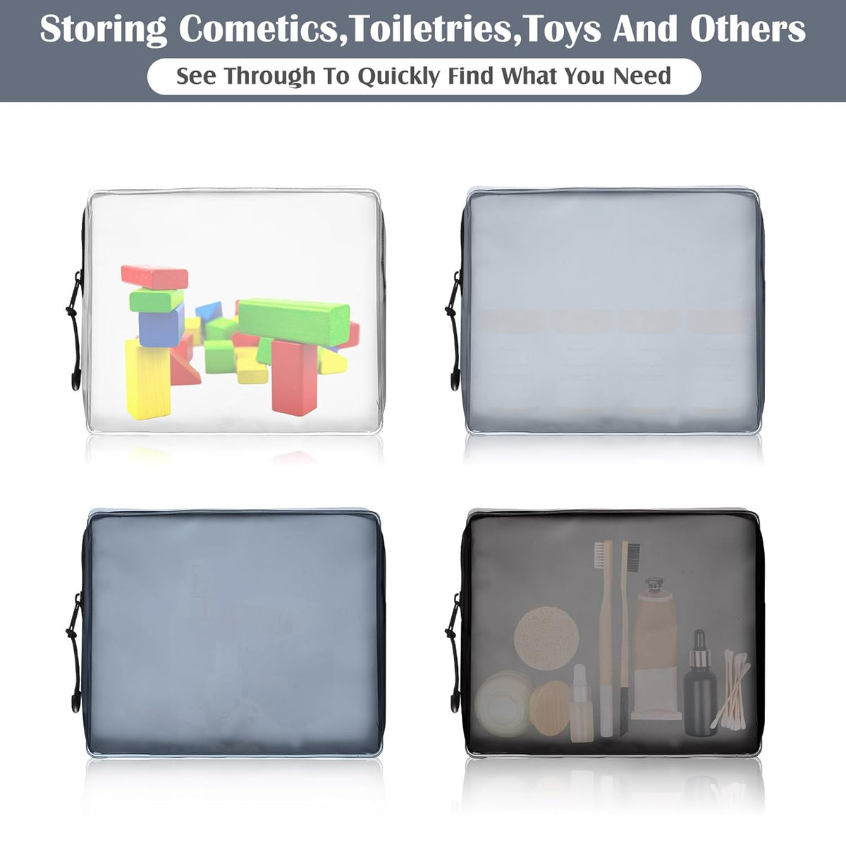8 Pack TSA Approved Travel Toiletry Bags Frosted Translucent Leak-proof Cosmetic Makeup Bags for Women Men Travel Organizer Airport Security(Green,6.7 x 5.5 x 1.8 Inch)