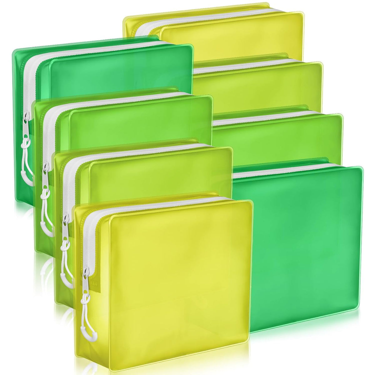 8 Pack TSA Approved Travel Toiletry Bags Frosted Translucent Leak-proof Cosmetic Makeup Bags for Women Men Travel Organizer Airport Security(Green,6.7 x 5.5 x 1.8 Inch)