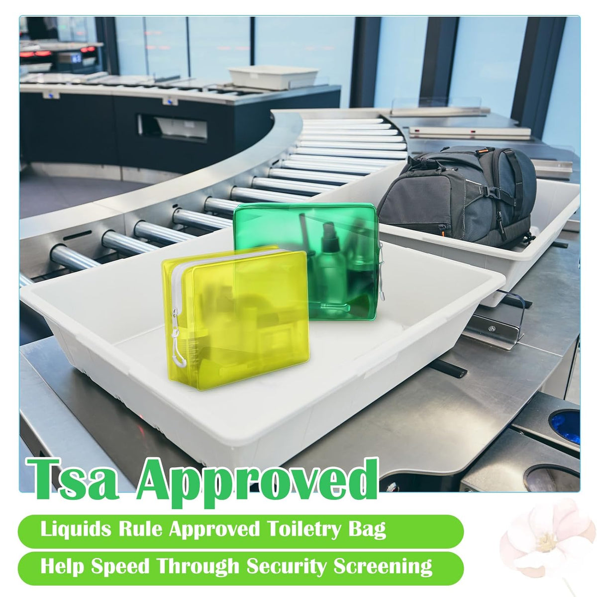 8 Pack TSA Approved Travel Toiletry Bags Frosted Translucent Leak-proof Cosmetic Makeup Bags for Women Men Travel Organizer Airport Security(Green,6.7 x 5.5 x 1.8 Inch)
