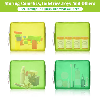 8 Pack TSA Approved Travel Toiletry Bags Frosted Translucent Leak-proof Cosmetic Makeup Bags for Women Men Travel Organizer Airport Security(Green,6.7 x 5.5 x 1.8 Inch)