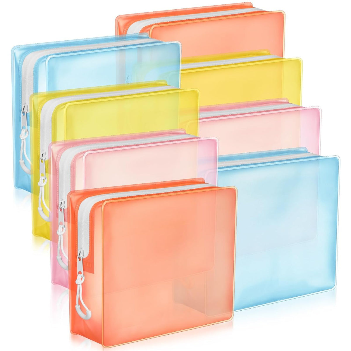 8 Pack TSA Approved Travel Toiletry Bags Frosted Translucent Leak-proof Cosmetic Makeup Bags for Women Men Travel Organizer Airport Security(Green,6.7 x 5.5 x 1.8 Inch)