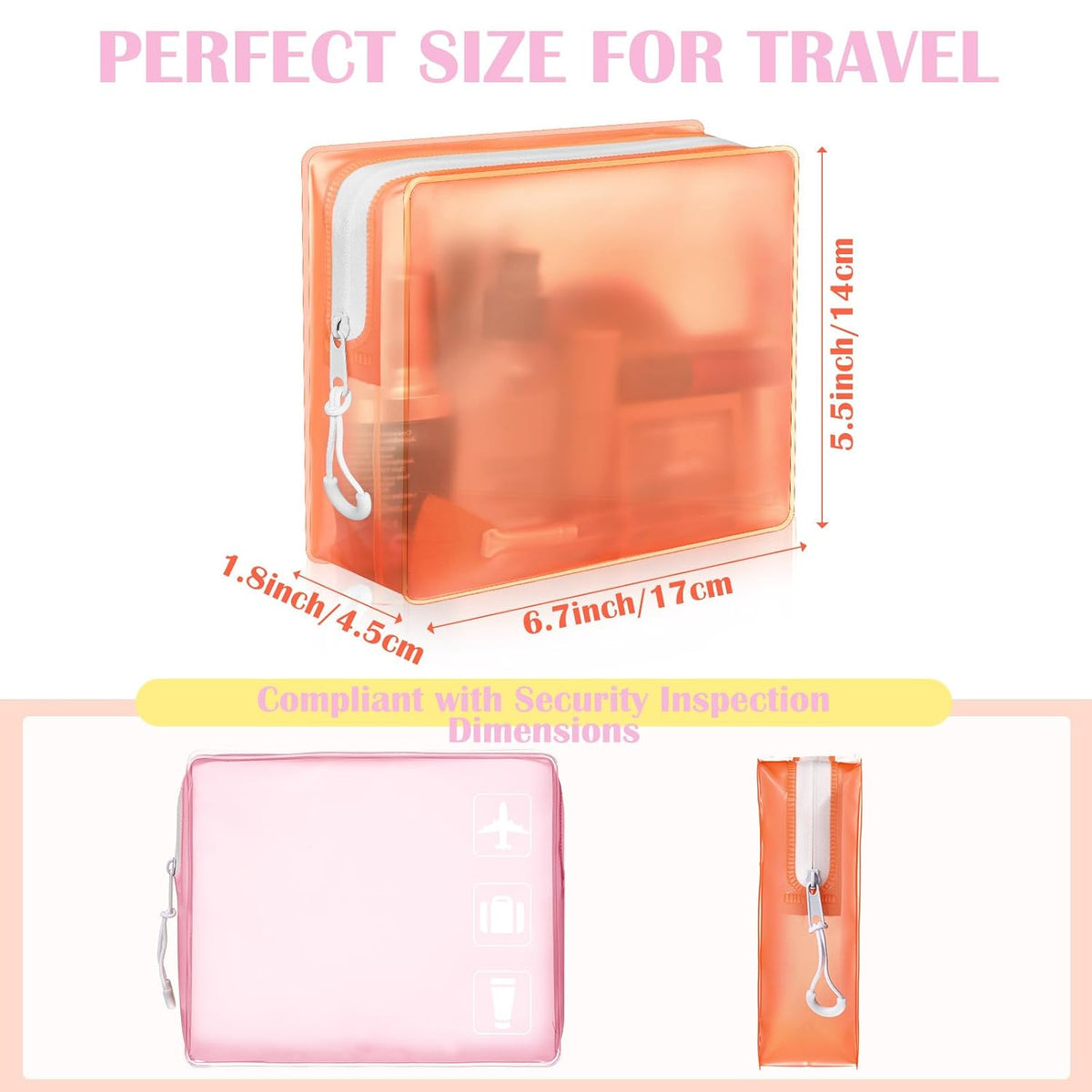 8 Pack TSA Approved Travel Toiletry Bags Frosted Translucent Leak-proof Cosmetic Makeup Bags for Women Men Travel Organizer Airport Security(Green,6.7 x 5.5 x 1.8 Inch)