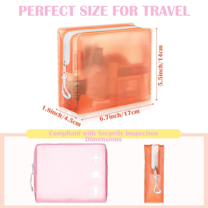 8 Pack TSA Approved Travel Toiletry Bags Frosted Translucent Leak-proof Cosmetic Makeup Bags for Women Men Travel Organizer Airport Security(Green,6.7 x 5.5 x 1.8 Inch)