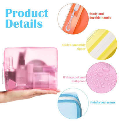8 Pack TSA Approved Travel Toiletry Bags Frosted Translucent Leak-proof Cosmetic Makeup Bags for Women Men Travel Organizer Airport Security(Green,6.7 x 5.5 x 1.8 Inch)