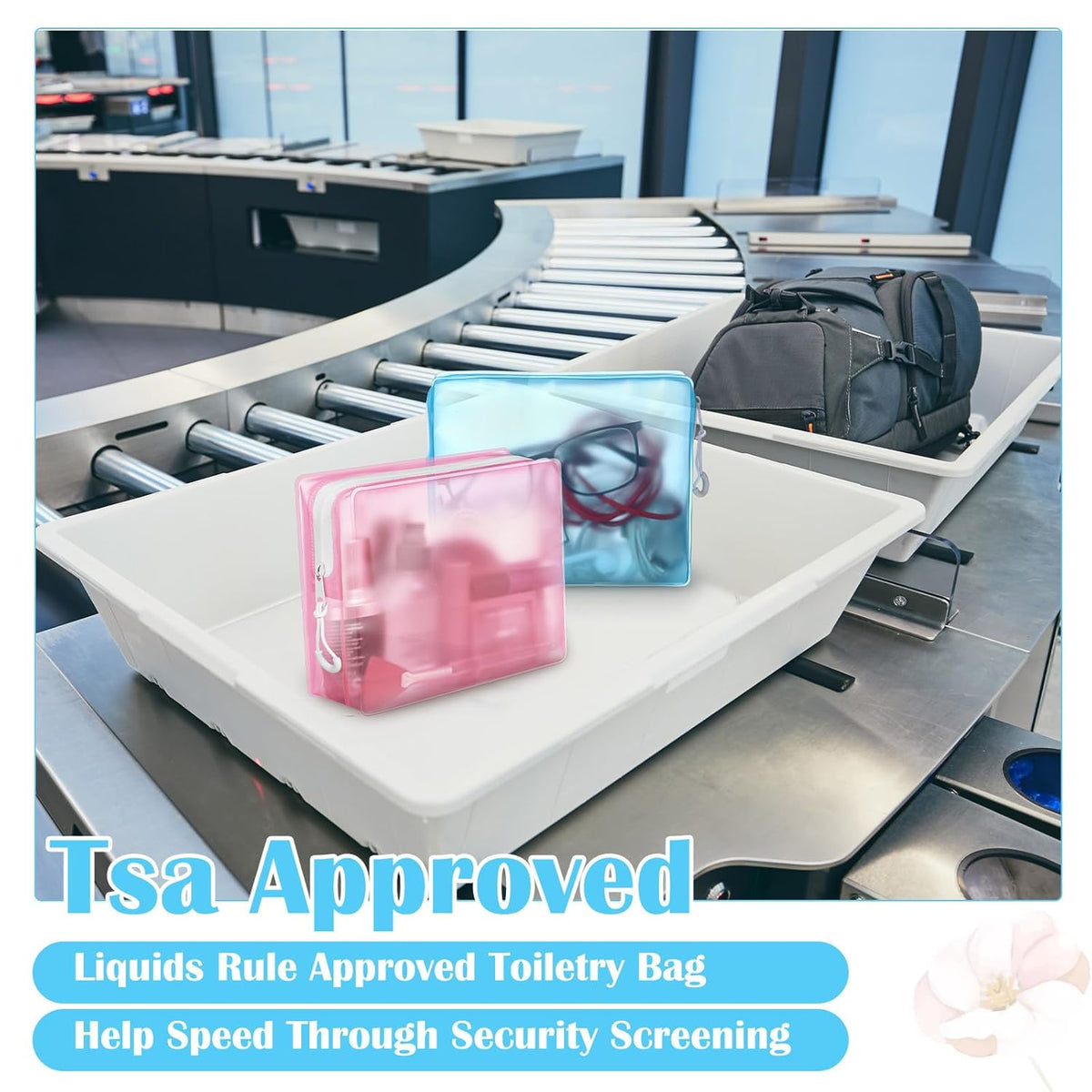8 Pack TSA Approved Travel Toiletry Bags Frosted Translucent Leak-proof Cosmetic Makeup Bags for Women Men Travel Organizer Airport Security(Green,6.7 x 5.5 x 1.8 Inch)
