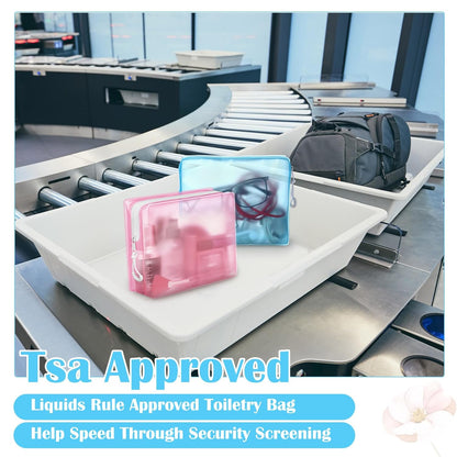 8 Pack TSA Approved Travel Toiletry Bags Frosted Translucent Leak-proof Cosmetic Makeup Bags for Women Men Travel Organizer Airport Security(Green,6.7 x 5.5 x 1.8 Inch)