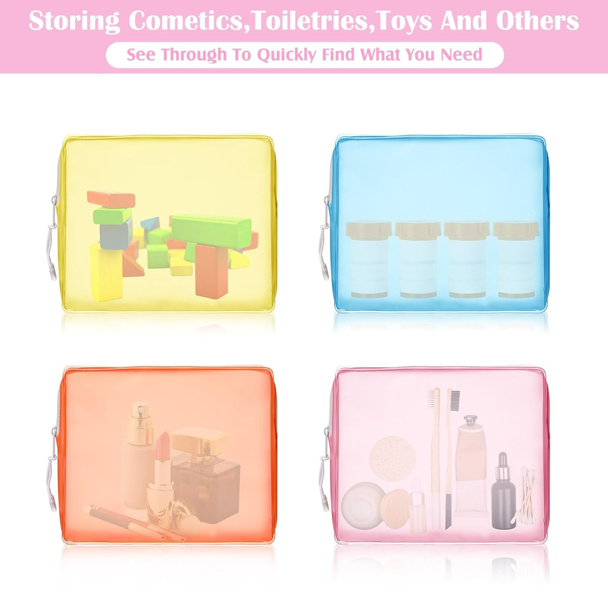 8 Pack TSA Approved Travel Toiletry Bags Frosted Translucent Leak-proof Cosmetic Makeup Bags for Women Men Travel Organizer Airport Security(Green,6.7 x 5.5 x 1.8 Inch)