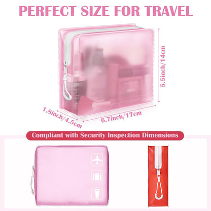 8 Pack TSA Approved Travel Toiletry Bags Frosted Translucent Leak-proof Cosmetic Makeup Bags for Women Men Travel Organizer Airport Security(Green,6.7 x 5.5 x 1.8 Inch)