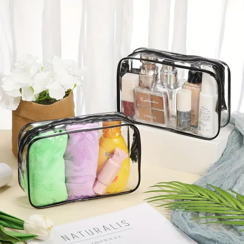 Clear Travel Toiletry Bag, TSA Approved Transparent Cosmetic Organizer, Waterproof PVC Makeup Cases for Storing Toiletries, Accessories, Small Items