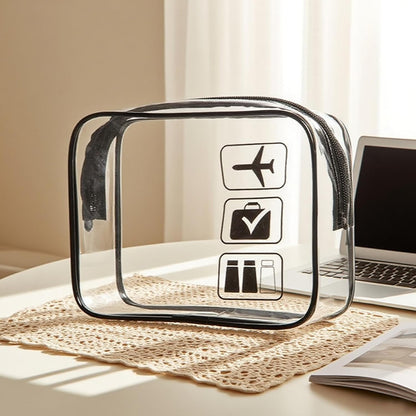 Clear Travel Toiletry Bag, TSA Approved Transparent Cosmetic Organizer, Waterproof PVC Makeup Cases for Storing Toiletries, Accessories, Small Items