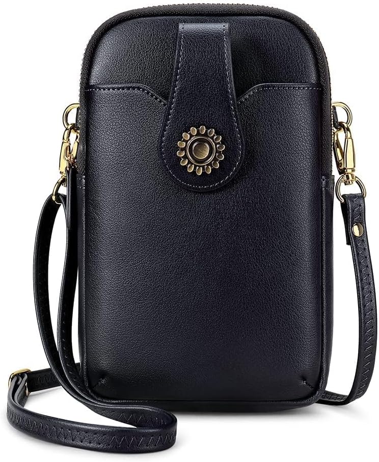 Small Crossbody Bags for Women, Leather RFID Cell Phone Purse, Trendy Travel Crossbody Purses with Zipper