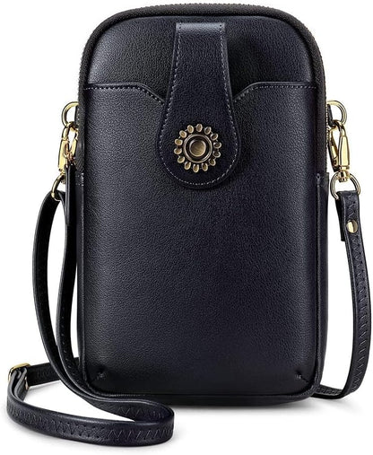 Small Crossbody Bags for Women, Leather RFID Cell Phone Purse, Trendy Travel Crossbody Purses with Zipper