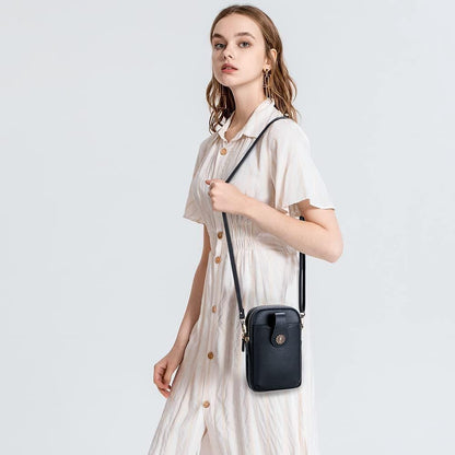 Small Crossbody Bags for Women, Leather RFID Cell Phone Purse, Trendy Travel Crossbody Purses with Zipper