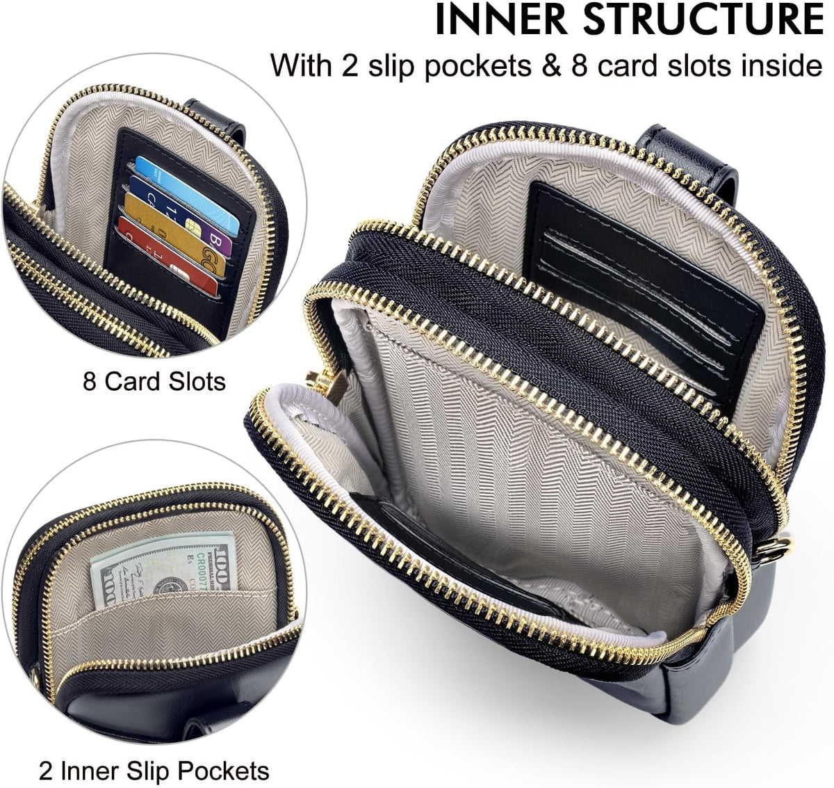 Small Crossbody Bags for Women, Leather RFID Cell Phone Purse, Trendy Travel Crossbody Purses with Zipper