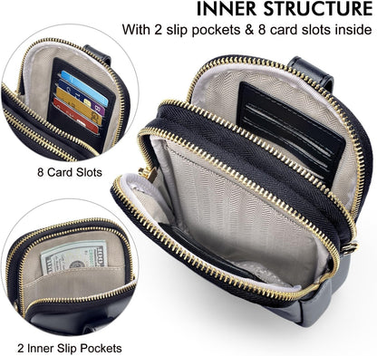 Small Crossbody Bags for Women, Leather RFID Cell Phone Purse, Trendy Travel Crossbody Purses with Zipper