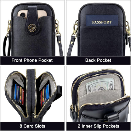 Small Crossbody Bags for Women, Leather RFID Cell Phone Purse, Trendy Travel Crossbody Purses with Zipper