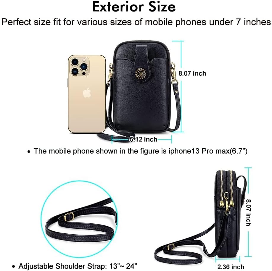Small Crossbody Bags for Women, Leather RFID Cell Phone Purse, Trendy Travel Crossbody Purses with Zipper