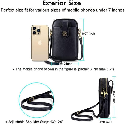 Small Crossbody Bags for Women, Leather RFID Cell Phone Purse, Trendy Travel Crossbody Purses with Zipper