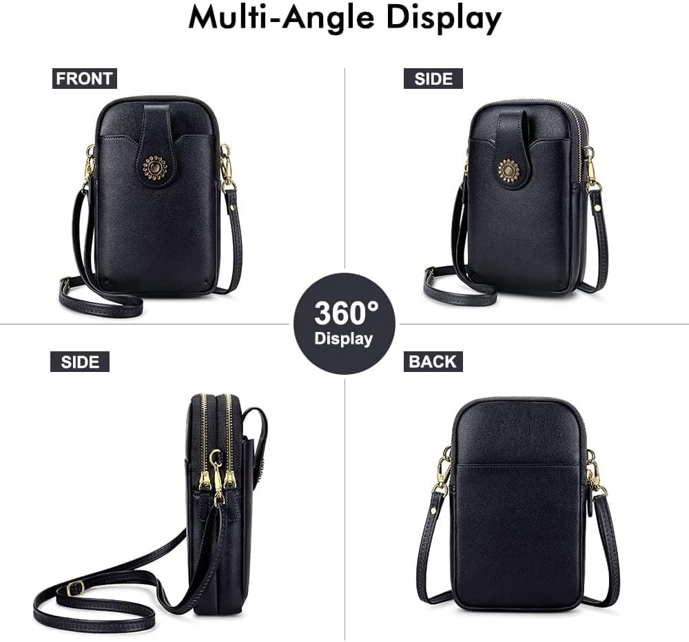 Small Crossbody Bags for Women, Leather RFID Cell Phone Purse, Trendy Travel Crossbody Purses with Zipper