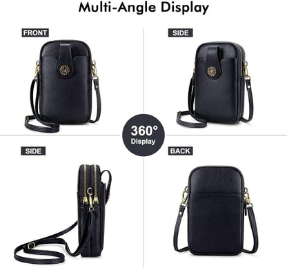 Small Crossbody Bags for Women, Leather RFID Cell Phone Purse, Trendy Travel Crossbody Purses with Zipper