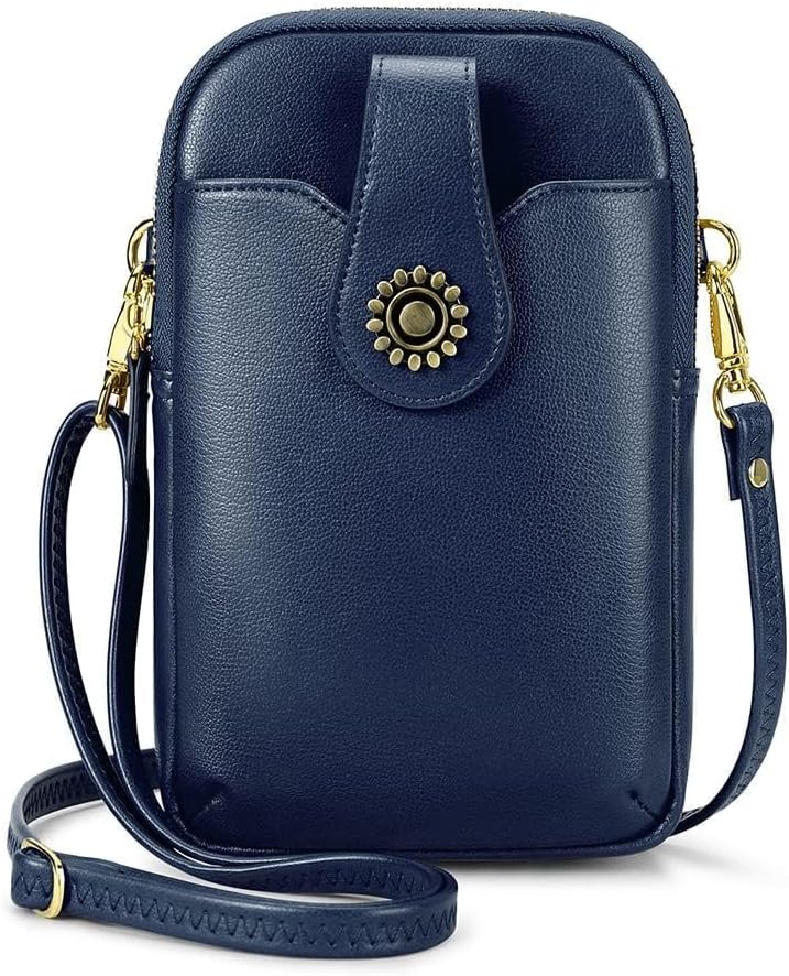 Small Crossbody Bags for Women, Leather RFID Cell Phone Purse, Trendy Travel Crossbody Purses with Zipper