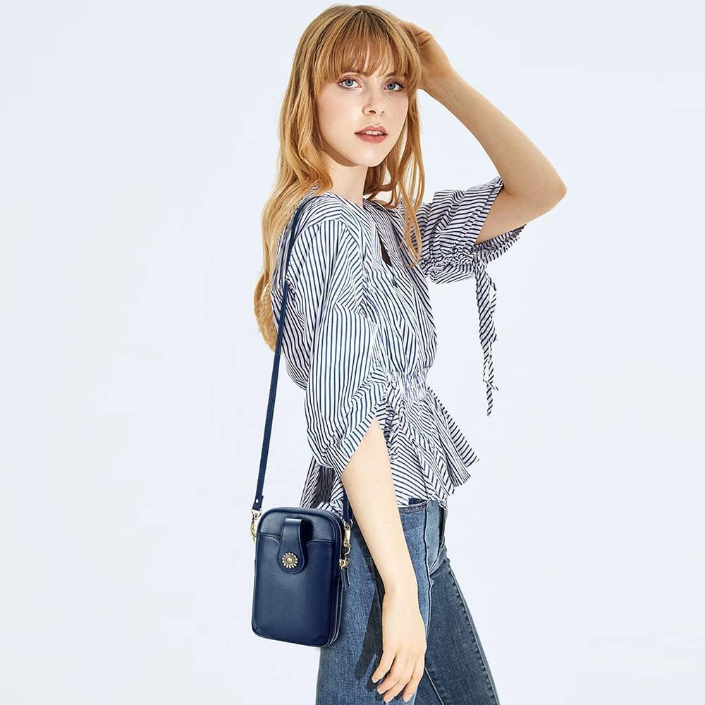 Small Crossbody Bags for Women, Leather RFID Cell Phone Purse, Trendy Travel Crossbody Purses with Zipper