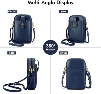 Small Crossbody Bags for Women, Leather RFID Cell Phone Purse, Trendy Travel Crossbody Purses with Zipper