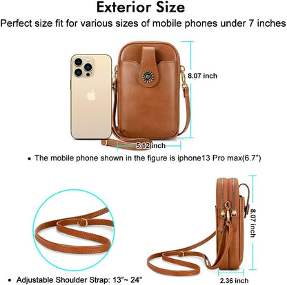 Small Crossbody Bags for Women, Leather RFID Cell Phone Purse, Trendy Travel Crossbody Purses with Zipper