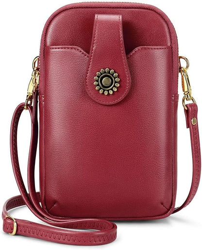 Small Crossbody Bags for Women, Leather RFID Cell Phone Purse, Trendy Travel Crossbody Purses with Zipper