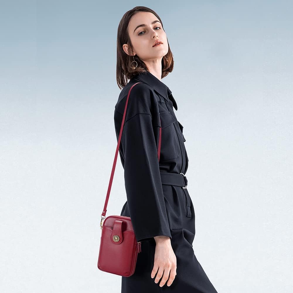 Small Crossbody Bags for Women, Leather RFID Cell Phone Purse, Trendy Travel Crossbody Purses with Zipper