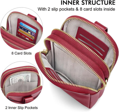 Small Crossbody Bags for Women, Leather RFID Cell Phone Purse, Trendy Travel Crossbody Purses with Zipper