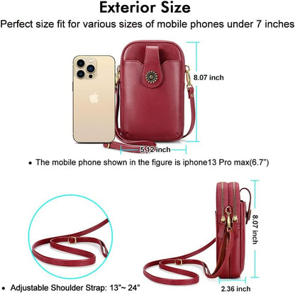 Small Crossbody Bags for Women, Leather RFID Cell Phone Purse, Trendy Travel Crossbody Purses with Zipper
